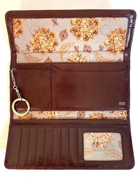 HOBO Eggplant Brown Leather Sadie Trifold Wallet